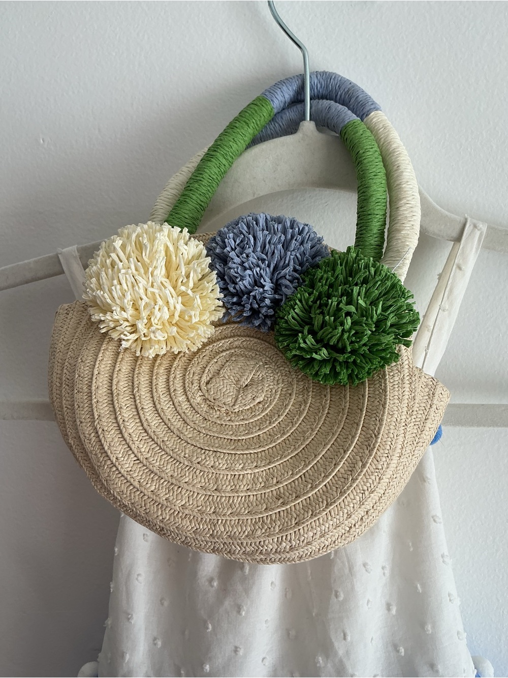Tommy Bahama White, Blue & Green Pom Pom Tiered Sundress - Picture 5 of 5